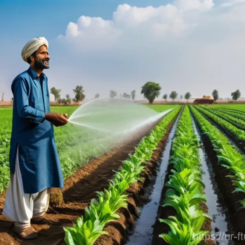 지속 가능한 식품 생산 방법 - **Prompt:** A vibrant, sun-drenched agricultural field in a rural Pakistani landscape, showcasing ad...