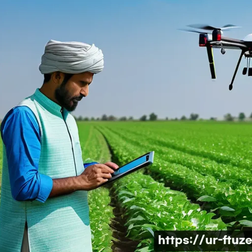 농업 기술 혁신의 미래 - **A Pakistani farmer monitors his crops with a drone and a tablet.**
* **Description:** A pano...