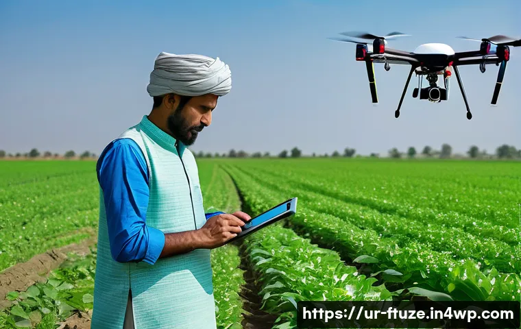 농업 기술 혁신의 미래 - **A Pakistani farmer monitors his crops with a drone and a tablet.**
* **Description:** A pano...
